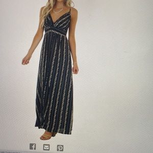 Angie Black floral print cross cross back surprise maxi dress small